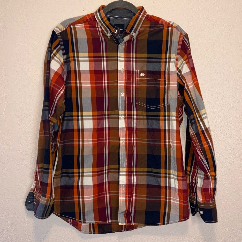 Engbers plaid cotton button down shirt M